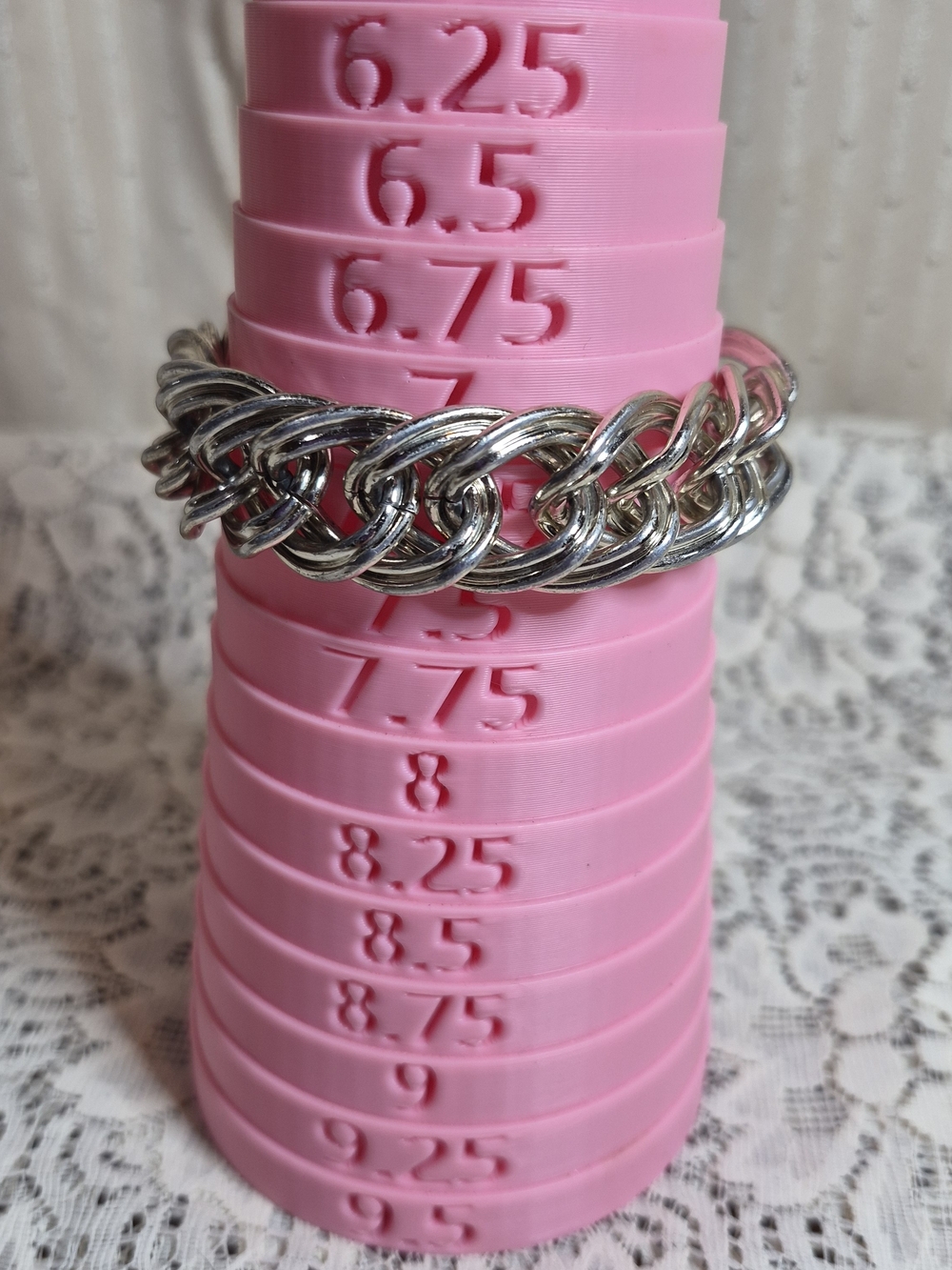 Vintage Silver Tone Lightweight Double Curb Link Stretch Bracelet